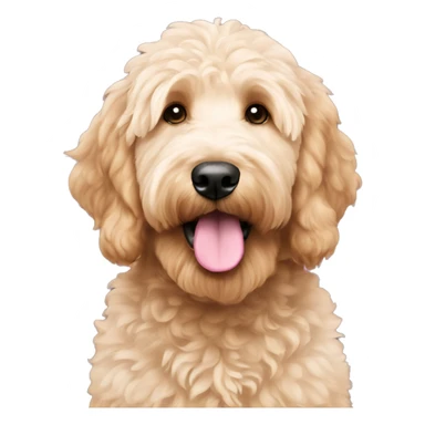 Goldendoodle with pink nose sticker