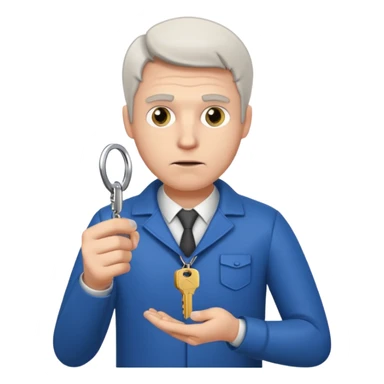 Hombre blanco con juego de llaves en la mano sticker