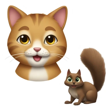 Cat looks at squirrel sticker