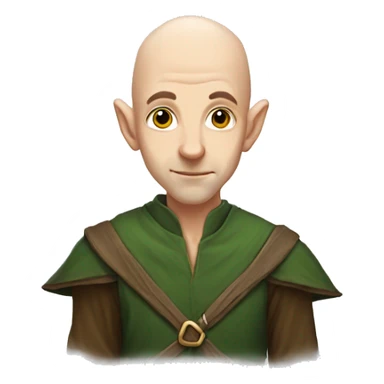 bald elf, no hat, no hair, dnd, wizard sticker