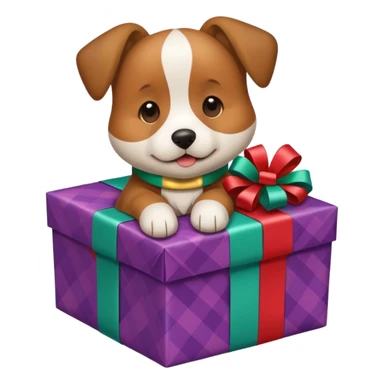 Dog in wrapped paper new yaer  sticker