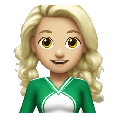white Cheerleader in green uniform  sticker