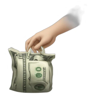 white hand, holding a bag of money sticker