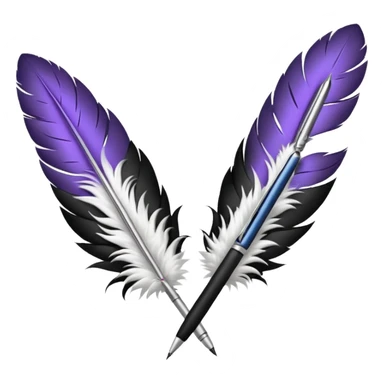 3 plumes blanches avec un stylo en dessous sticker