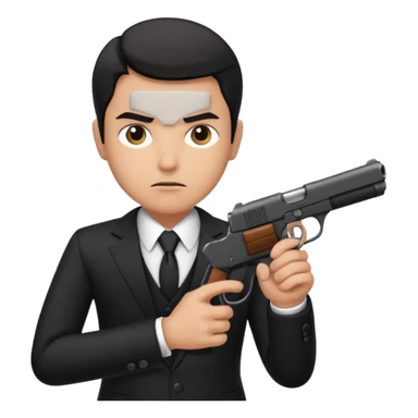mafia human in black with a gun sticker