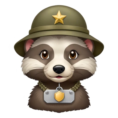 Honey badger waring army hat with dog tags  sticker