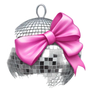 Disco ball with a pink bow on the top sticker