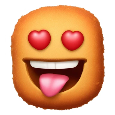 croquette with happy mouth and heart eyes sticker