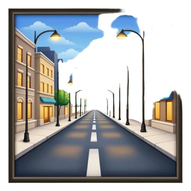 Empty streets with pavement, buildings on the sides, and streetlights, symbolizing urban life and pathways sticker