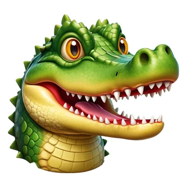 Cinematic Realistic Comical Crocodile Portrait Emoji, Head tilted dramatically with an exaggeratedly amused expression, featuring a striking, glossy scaly hide with bold textures and wide, expressive eyes full of playful disbelief, rendered with vivid natural hues and lifelike detail, high shine, dramatic yet playful, styled with an air of cheeky aquatic mischief, soft glowing outline, capturing the essence of a spirited and over‐the‐top crocodile that looks ready to snap its jaws in a burst of viral wild humor! sticker