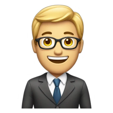 a business man holding a smartphone being happy sticker