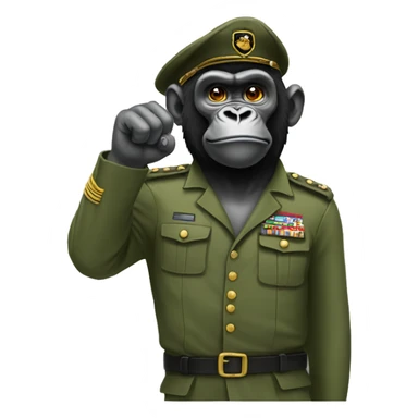 Saluting gorilla army sticker
