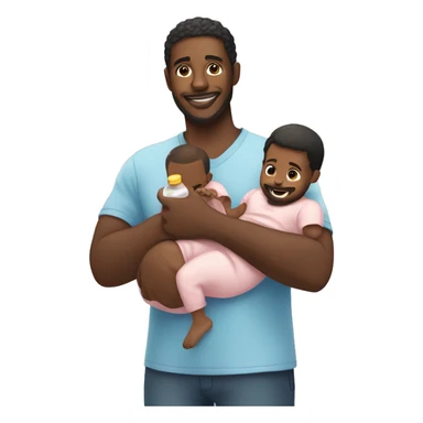 Black man holding baby and bottle of baby oil sticker