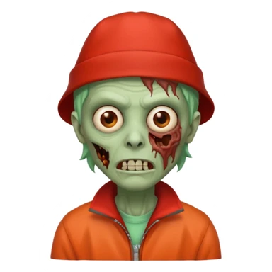 zombie in red hats orange jacket sticker