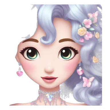 Dreamy pretty VOGUE elegant kawaii shiny blushing shy pastel lady kawaii beautiful hair fairycore cottagecore jewels trending aesthetic sticker