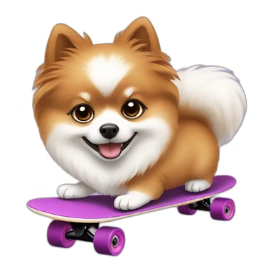 white brown pomeranian on a skateboard sticker