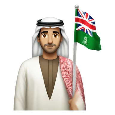 saudi arabian man with british flag sticker