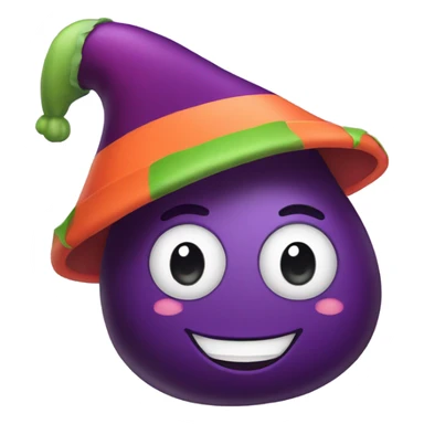 Eggplant with hat  sticker