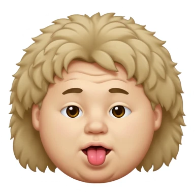 Fat teen from kosovo with flat and fluffy hair covering his forehead, with his tongue out sticker