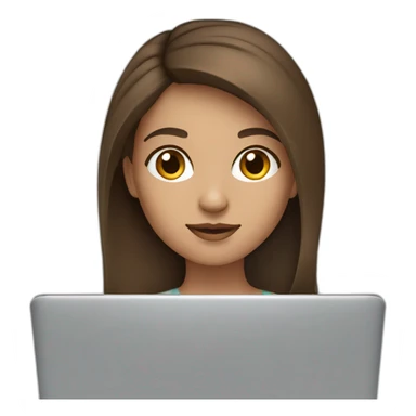 Beautiful programmer girl with brown hair working with MacBook sticker