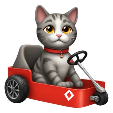 cat in a red racing cart sticker