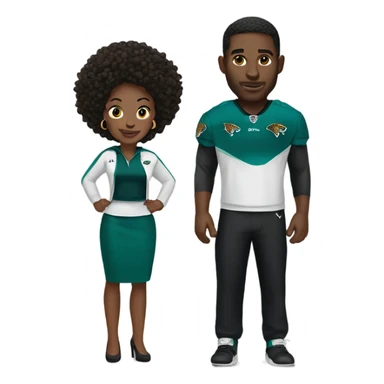 Black man and woman in Jacksonville Jaguar clothes  sticker