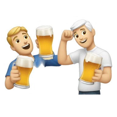 White men cheersing a beer  sticker