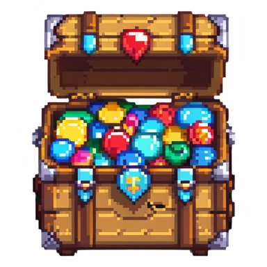 Premium treasure chest overflowing with pixel gems and special member flag sticker