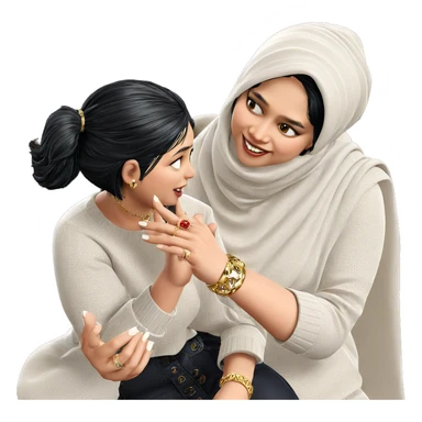 black haired girls in jewelry sticker