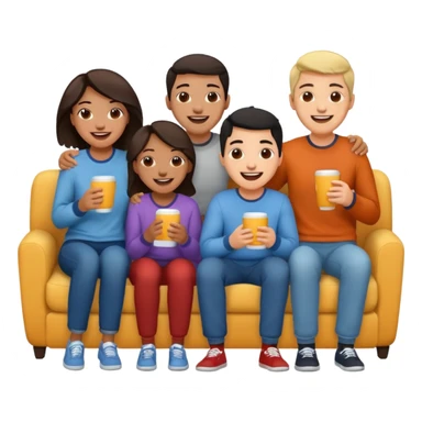 group of friends on couch having fun sticker