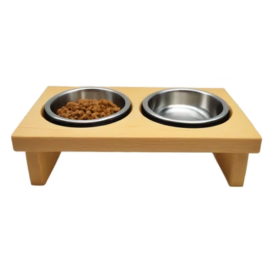 Elevated pine wood dog feeder with 2 bowls sticker