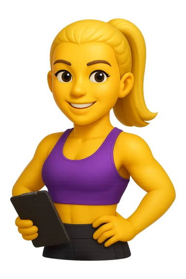 emoji 3d stile iphone che rappresenta una personal trainer bionda donna 3d sticker