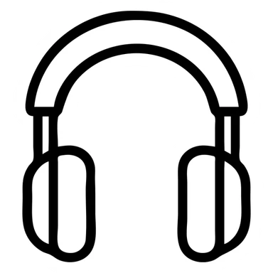 black outlined icon of headphones, symbolizing audio sticker