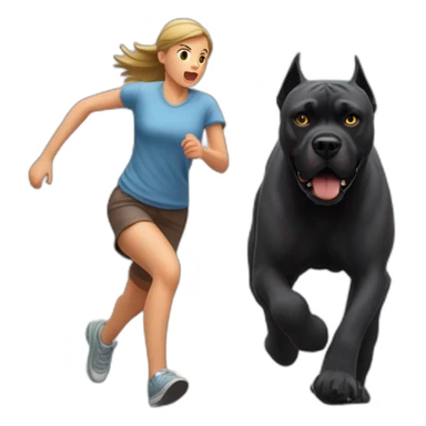 Cane Corso running behind a girl who is scared  sticker
