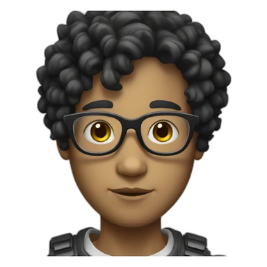 Young bot with glases, white skin ,weavy black hair sticker