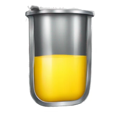 Small rectangle with yellow juice in the top and metal bottom with smoke coming from the top sticker