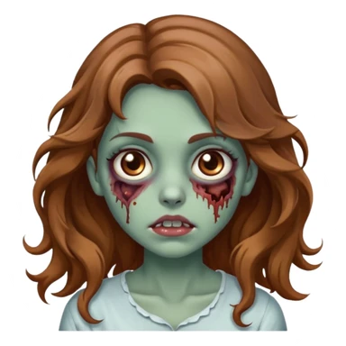 Emoji de garota zumbi bonita, cabelo ondulado castanho bem claro e olho castanho  sticker