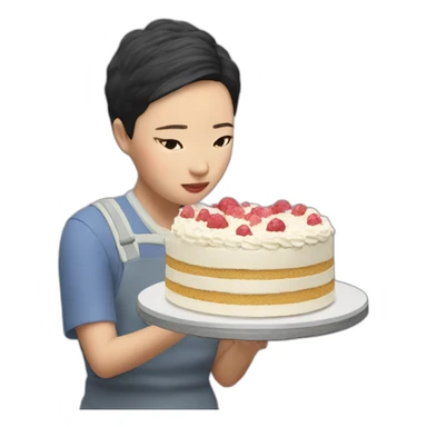 Kim youn il looking at a cake sticker