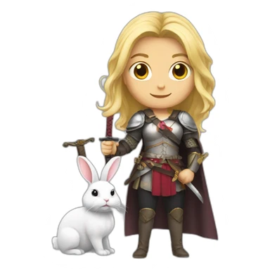 Woman blonde with sword and rabbit sticker