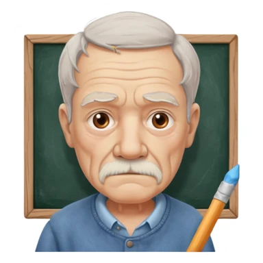 Strict Teacher – old man, serious gaze, raised chalk sticker