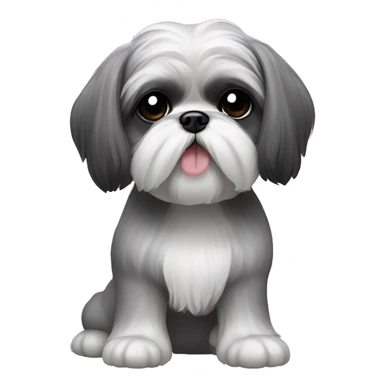 grey shih tzu with black ears sticker