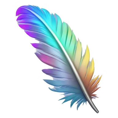 holographic feather with glowing tips and a soft gradient sticker
