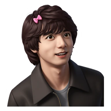 boy with pink bow jacket sticker