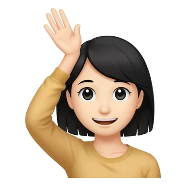 simple white smiley with black hair and one hand behind head, embarrassed expression sticker