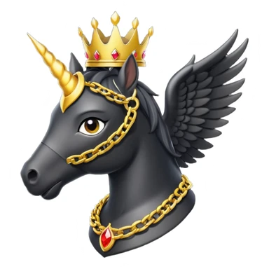 A fire black pegasus with golden chain in neck and crown in head sticker