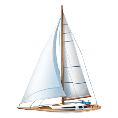 An icon featuring a sleek sailboat with billowing sails cutting through the waves. The design includes the boat's mast, a wind-filled sail, and water splashes, symbolizing the thrill and skill of sailing. Transparent background highlights the elegance and power of wind-driven sports. sticker