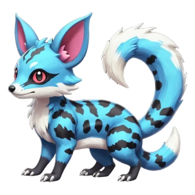Rare exotic cute epic aesthetic colorful Salandit-Eevee-Civet-species-Fakemon-hybrid-creature, with markings, full body sticker
