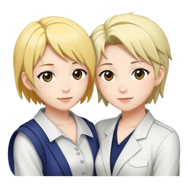 Lezbiyen çift baki animesi tarzinda  sticker