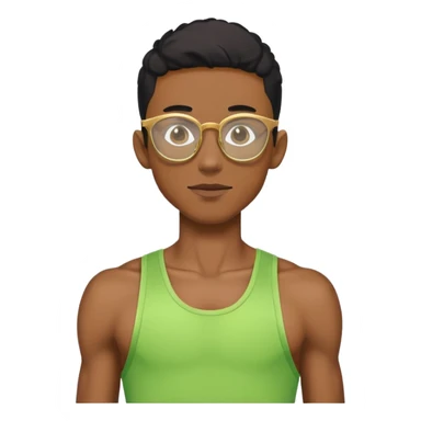 skinny black boy athlete in stringer with gold glasses sticker