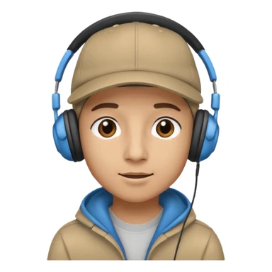 Make me a twin wearing a cap while listening to a song sticker